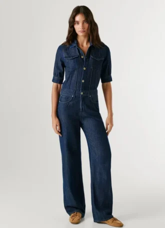 Combinaison longue en denim, coupe classique Combinaison longue en denim, coupe classique