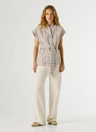 Gilet rayé avec ceinture