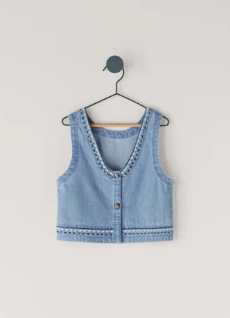 Haut en denim sans manches