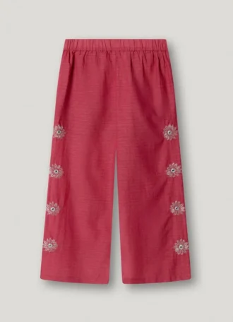 Pantalon large à broderies florales Pantalon large à broderies florales