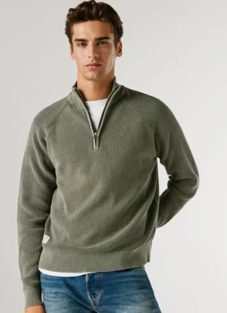 Pull à col montant et demi-zip