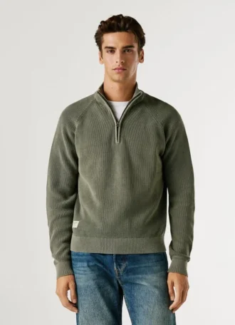 Pull à col montant et demi-zip