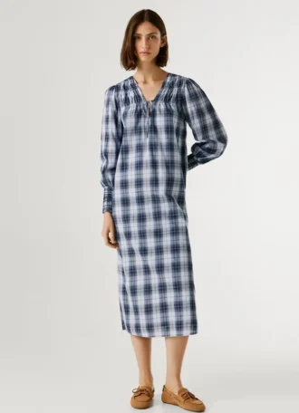Robe longue à carreaux