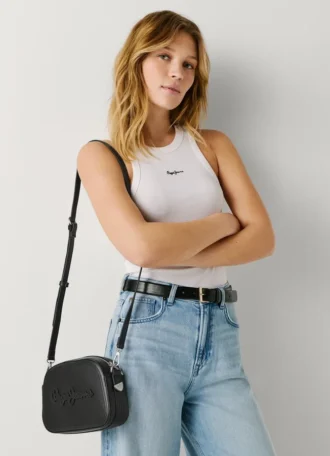 Sac à bandoulière effet cuir avec logo