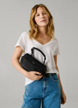 Sac à bandoulière effet cuir avec rabat