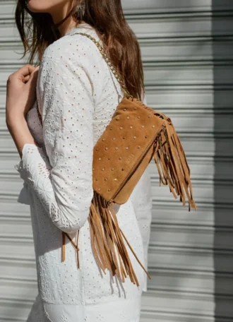 Sac à bandoulière en daim avec franges