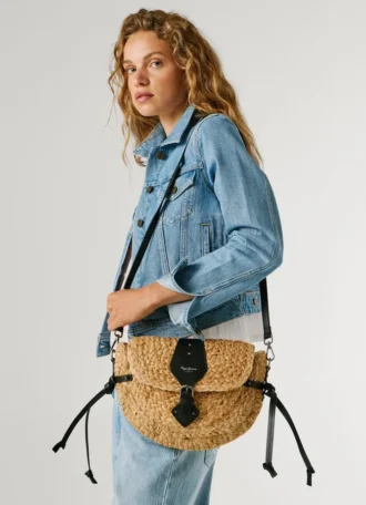 Sac à bandoulière en jute avec rabat