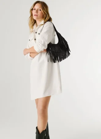Sac à main en forme de croissant effet cuir
