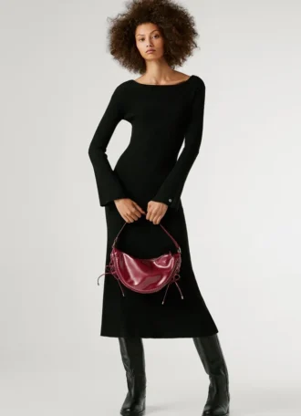 Sac à main en forme de croissant effet cuir