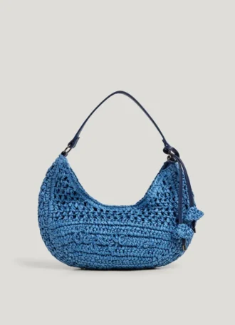 Sac à main en raphia en forme de croissant