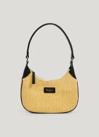 Sac à main en raphia en forme de croissant