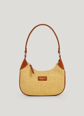 Sac à main en raphia en forme de croissant