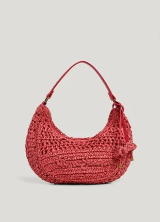 Sac à main en raphia en forme de croissant