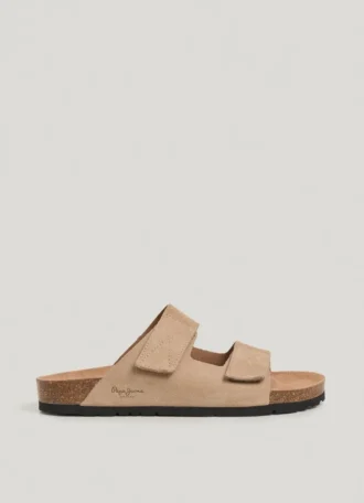 Sandales en daim avec double fermeture velcro