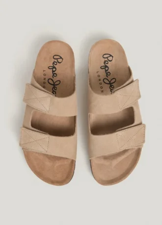 Sandales en daim avec double fermeture velcro