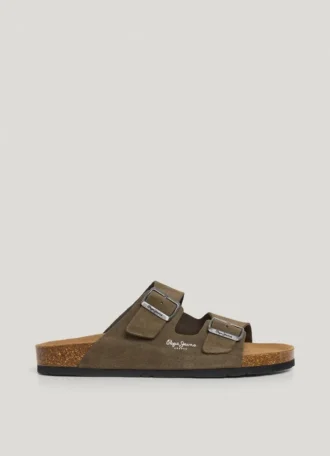 Sandales en daim à double boucle