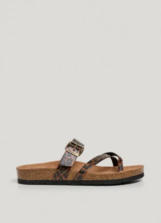 Sandales à imprimé animalier avec boucle