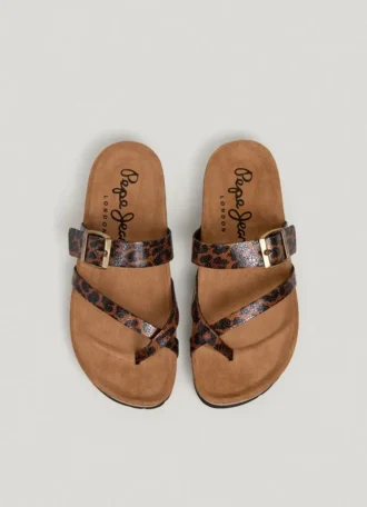 Sandales à imprimé animalier avec boucle