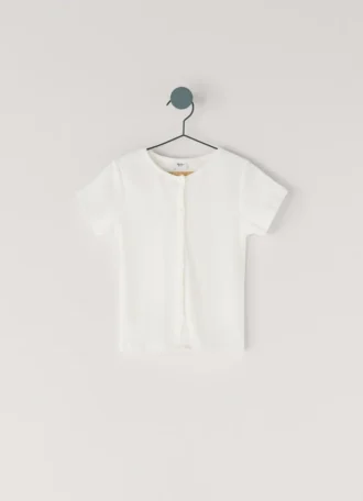T-shirt à boutons en maille côtelée