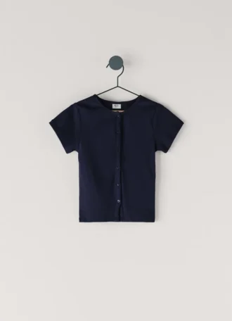 T-shirt à boutons en maille côtelée