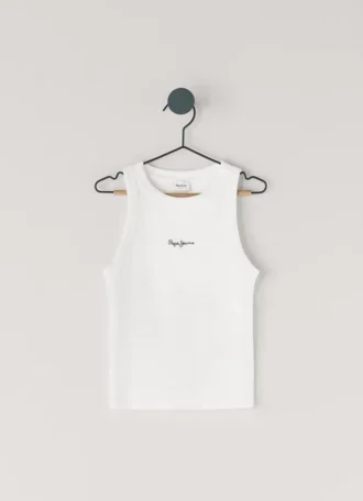 T-shirt à imprimé logo et col côtelé