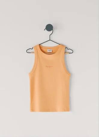 T-shirt à imprimé logo et col côtelé