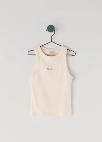 T-shirt à imprimé logo et col côtelé