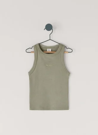 T-shirt à imprimé logo et col côtelé