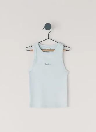 T-shirt à imprimé logo et col côtelé