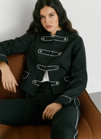 Veste en sergé à col Mao