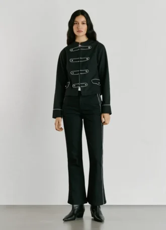 Veste en sergé à col Mao